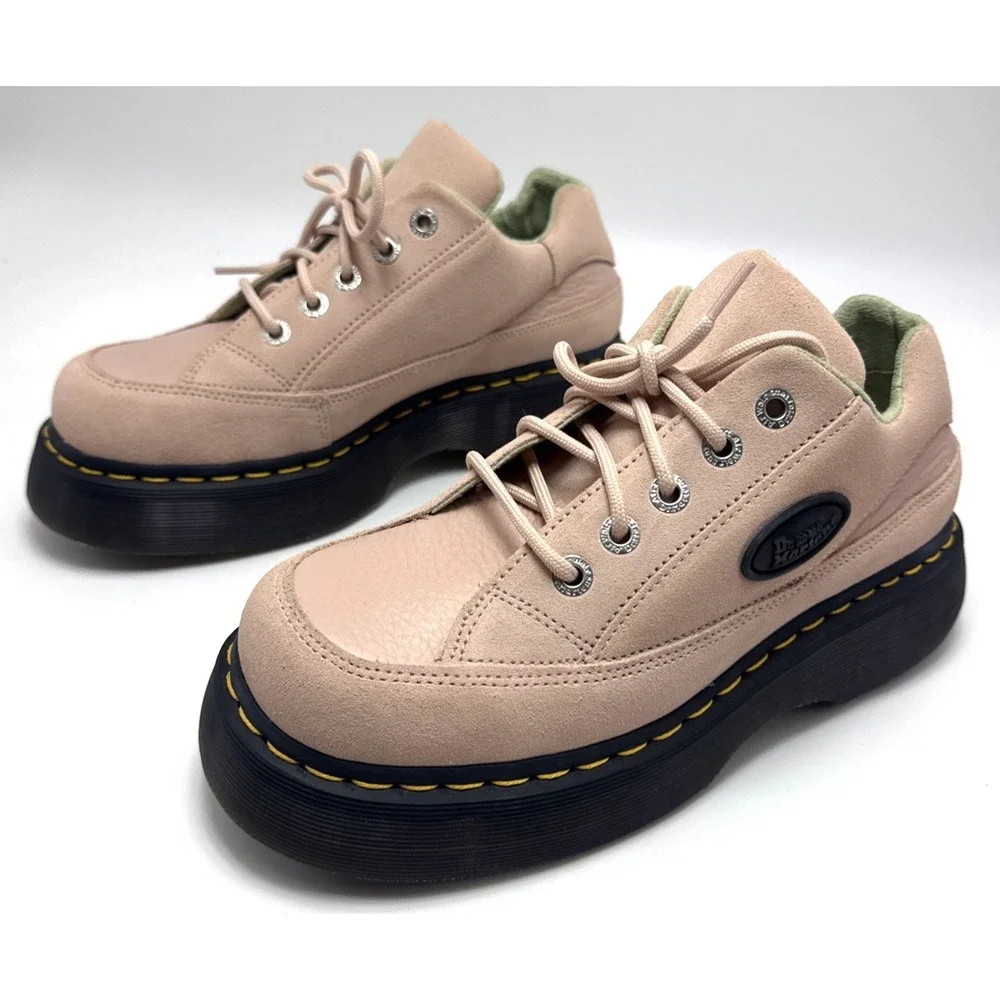 Dr. Martens Buzz 5I Powder Pink Suede Platform Lace-Up Sneaker Womens 9 EU 41